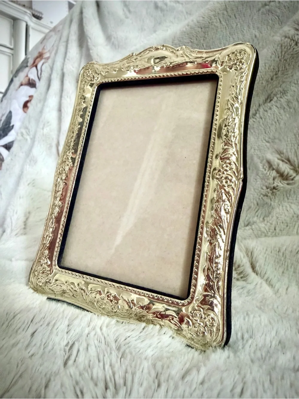 Fetco Silver Plated Brass Ornate Embossed Picture Frame 3.5x5”